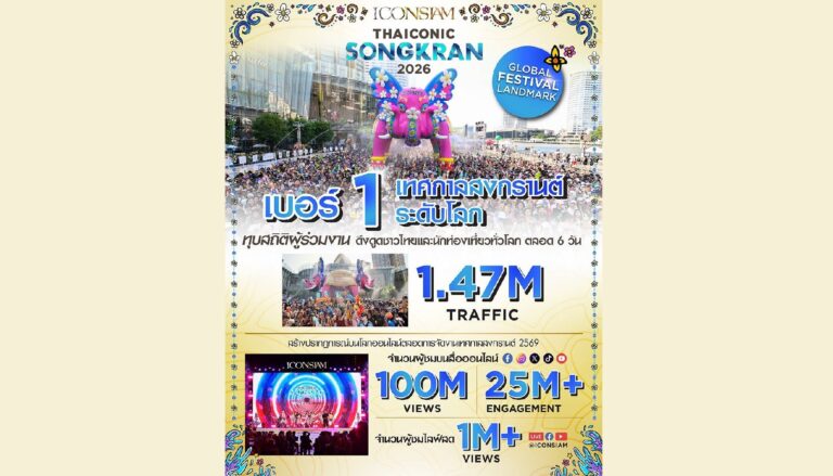 สงกรานต์ไอคอนสยามประสบความสำเร็จเกินคาดดึงนักท่องเที่ยวร่วมประเพณีไทย 1.47 ล้านคนปลุกเศรษฐกิจริมแม่น้ำ กระตุ้นยอดขายเติบโตกว่า 15%